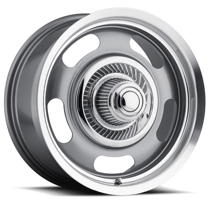Vision American Muscle 55 Rally Aluminum Gunmetal Wheels - Machined Lip with Caps